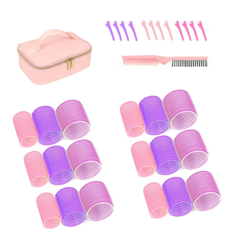 Hair Rollers Set Manufacturer - Pink Purple Jumbo with Spiral Self Grip