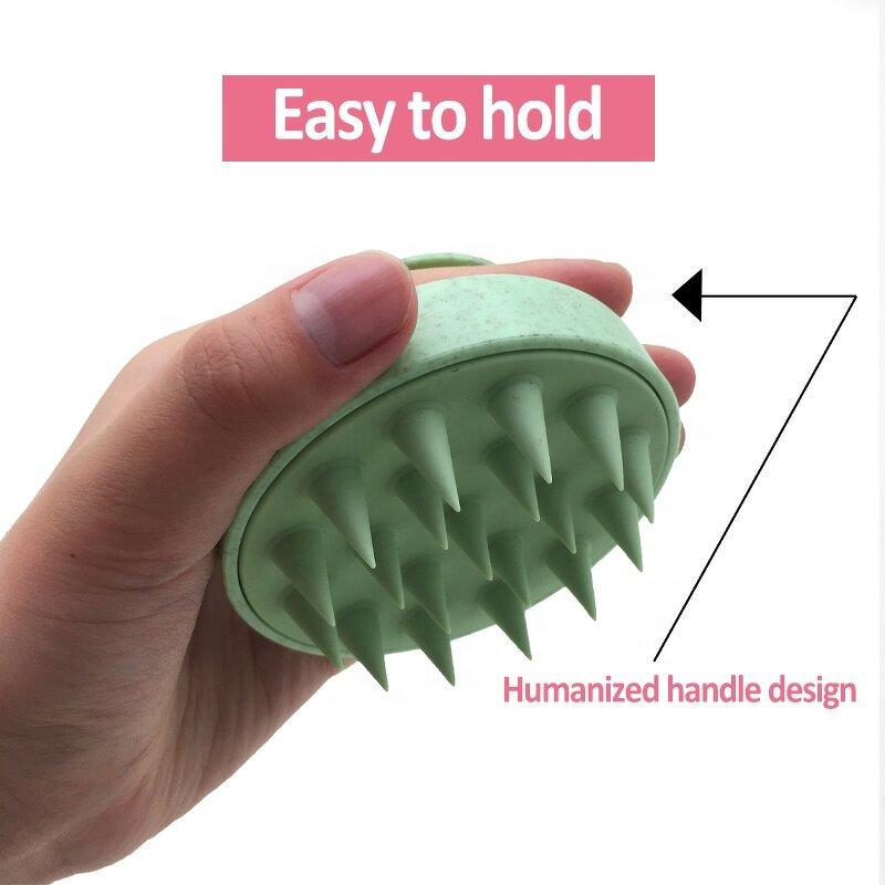Scalp Massager Shampoo Brush Manufacturer - Ionic Manual Silicone with Wheat Straw