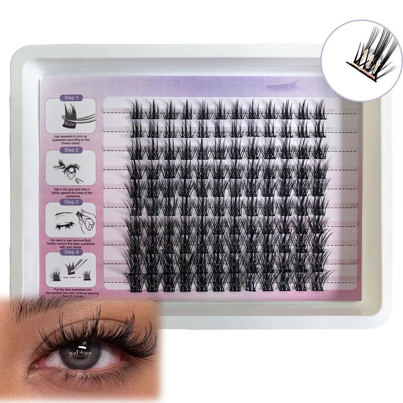 False Eyelashes Manufacturer - 3D Thick Curly Segmented Single Cluster 120 Rows