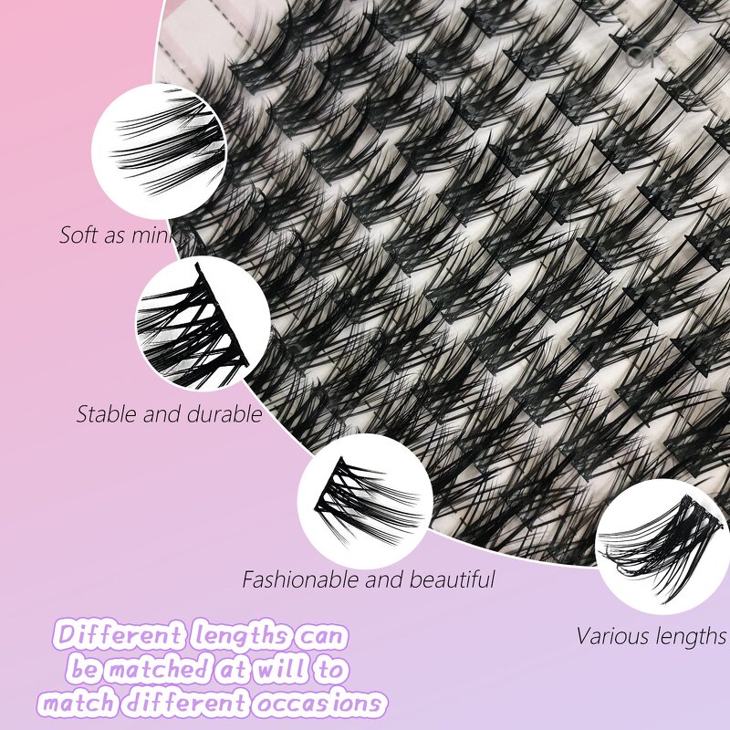 False Eyelashes Manufacturer - 3D Thick Curly Segmented Single Cluster 120 Rows