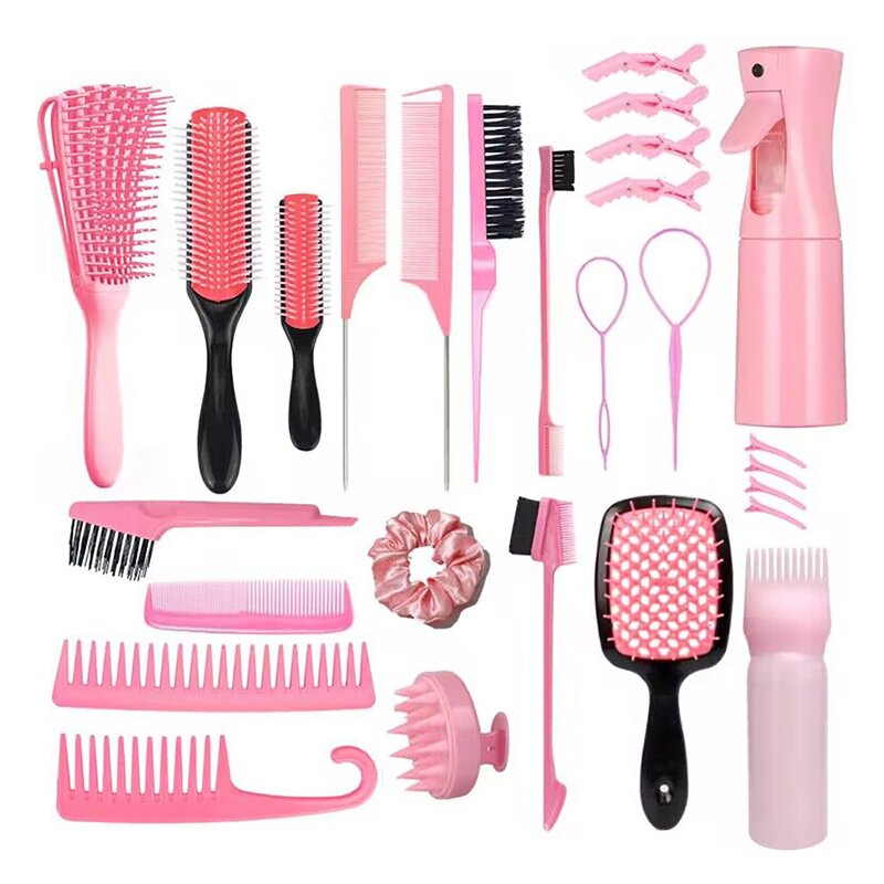 Hairbrush Comb Set Manufacturer - 27pcs Classic with Detangling Edge & Spray Bottle