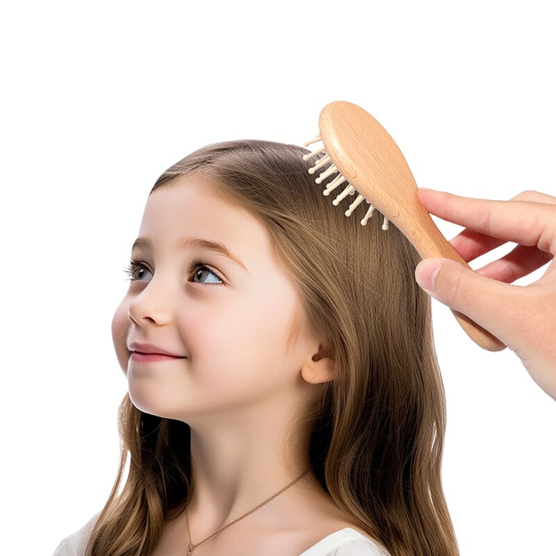 Baby Hair Care Set Manufacturer - Customizable Eco-friendly Wooden Comb with Logo