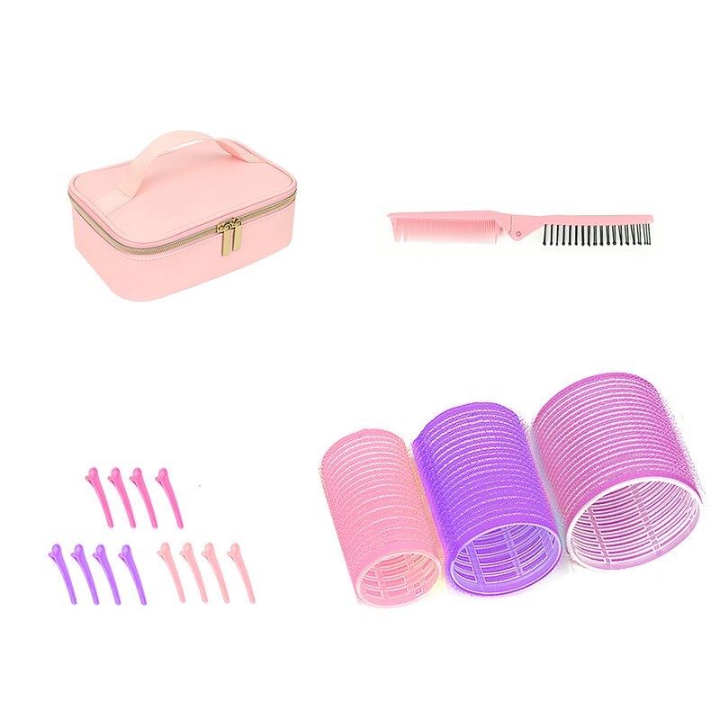 Hair Rollers Set Manufacturer - Pink Purple Jumbo with Spiral Self Grip