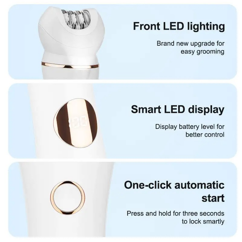 5 in 1 Women Epilator - IPX6 Waterproof Body Hair Removal Callus Remover