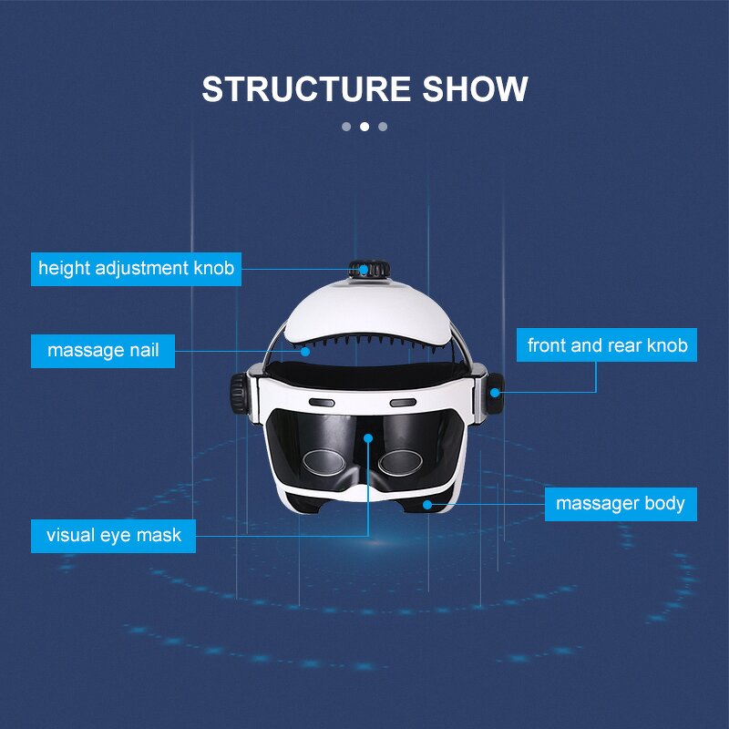 Head Massage Helmet - Vibrating Heat Compress Automatic Air Pressure Relax Device