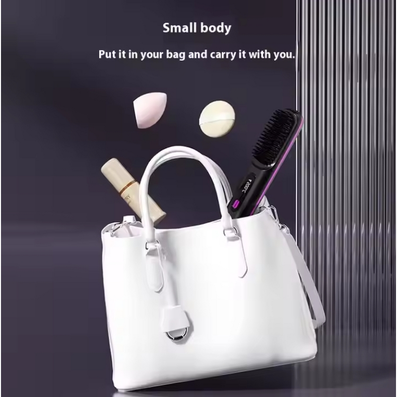 Hair Straightening Comb - Electric LCD Ceramic Heating Cordless Massage Brush