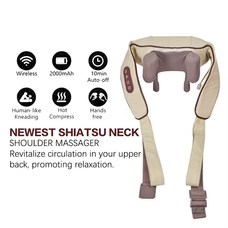 Shiatsu Neck Massage Belt - Electric Deep Tissue Heated Back Pain Relief Kneading