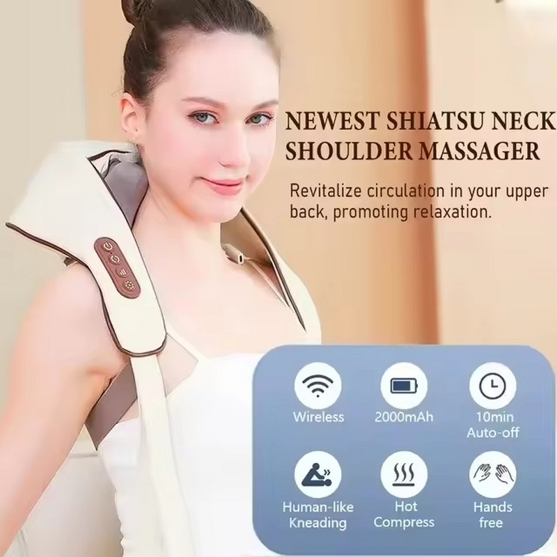 Shiatsu Neck Massage Belt - Electric Deep Tissue Heated Back Pain Relief Kneading