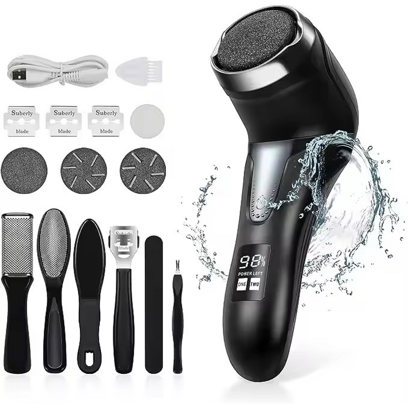 Electric Foot File - Rechargeable IPX7 Waterproof 2 Speeds Callus Dead Skin Remover