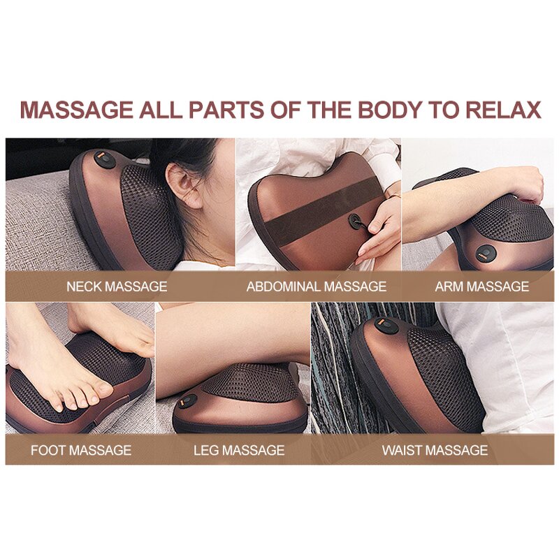 Neck Shoulder Massage Pillow - Factory Infrared Heating Electric Car Rolling Head Back