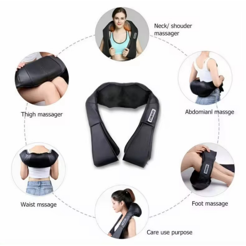 Shiatsu Neck Shoulder Massager - Electric Heated Vibration Back Pain Relief Portable