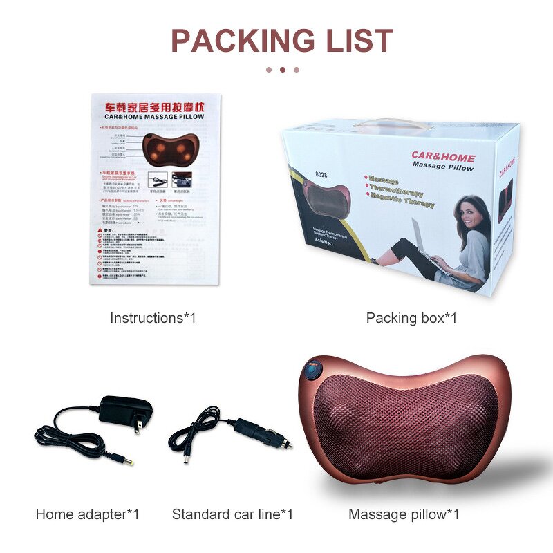 Car Massage Pillow - Factory Direct Infrared Heating Shiatsu Head Back Kneading