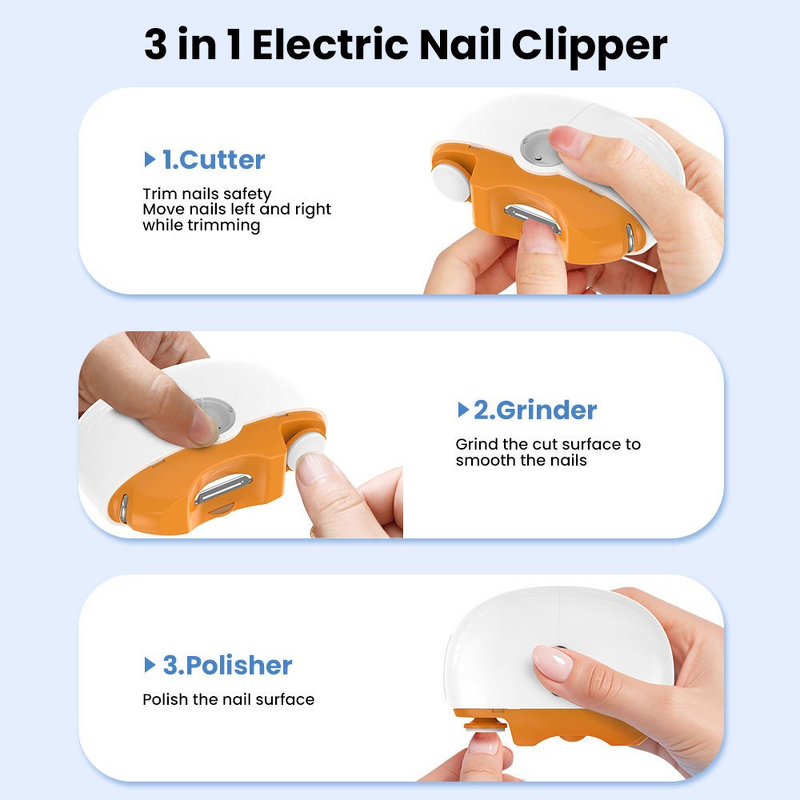 Electric Nail Grinder - Cutter File Sharpener Protect Nails From Flesh Cut