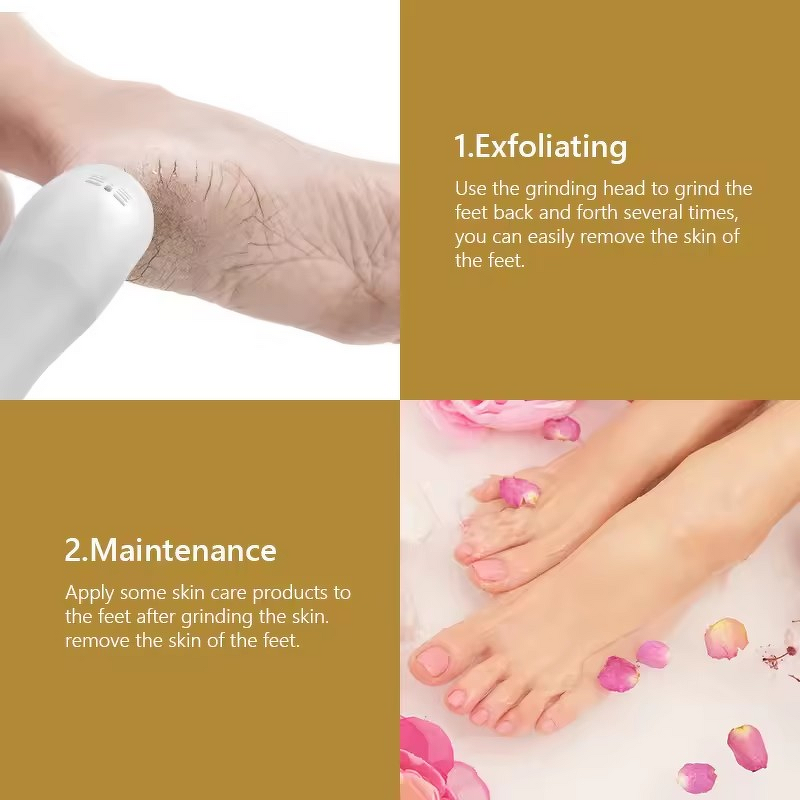 Electric Foot File - Rechargeable IPX7 Waterproof 2 Speeds Callus Dead Skin Remover