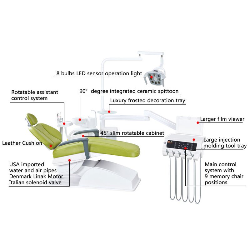 Dental Unit Chair - New Design Luxury Oral Medical Portable Full Spare Parts
