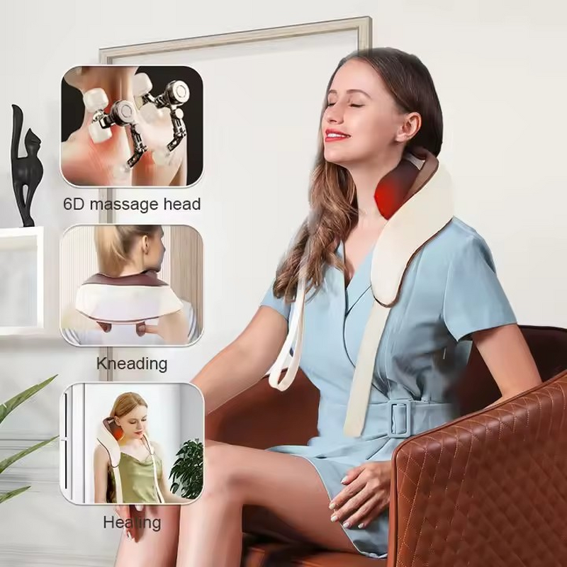 Shiatsu Neck Massage Belt - Electric Deep Tissue Heated Back Pain Relief Kneading