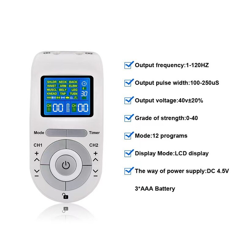 Tens Unit Machine - Body Massage Electronic Pulse Muscle Stimulator Physiotherapy