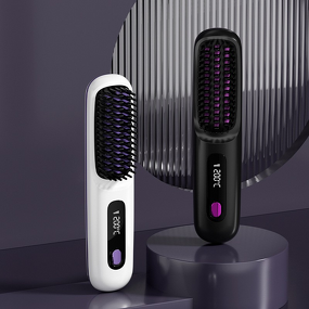 Hair Straightening Comb - Electric LCD Negative Ion Rechargeable Cordless Brush