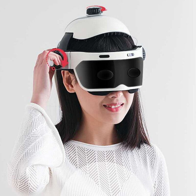 Head Massage Helmet - Vibrating Heat Compress Air Pressure Smart Eye Relax Device