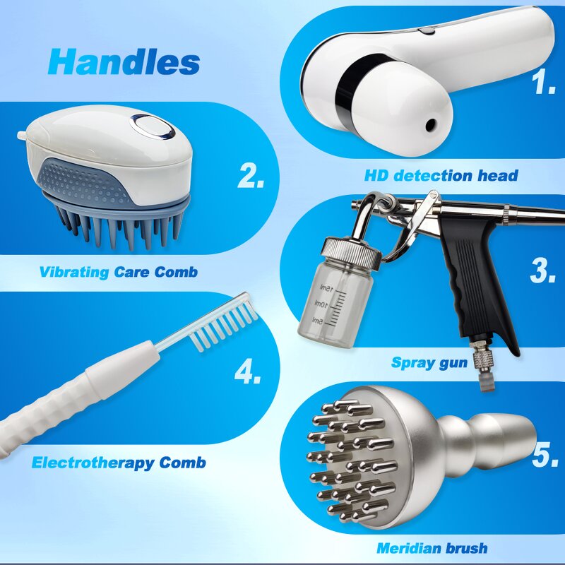 5 In 1 Scalp Analyzer Machine - AI 2 HD Detector 50X 200X Hair Growth Device