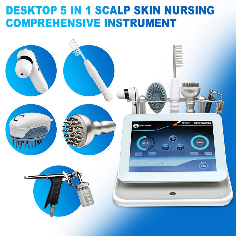 5 In 1 Scalp Analyzer Machine - AI 2 HD Detector 50X 200X Hair Growth Device