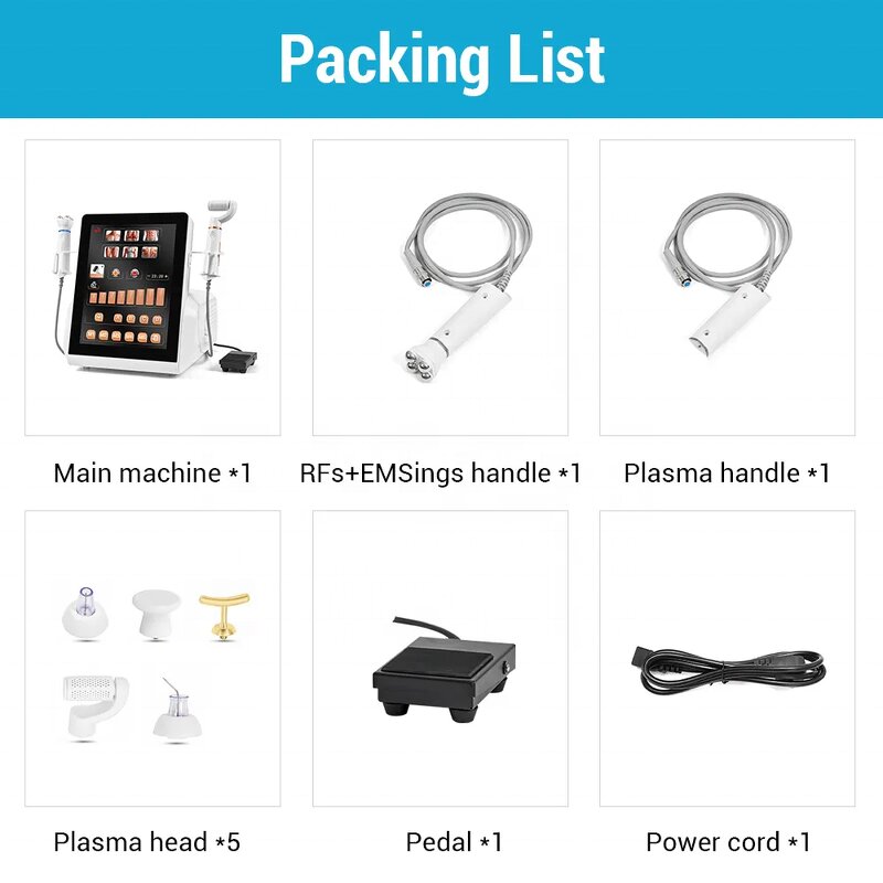 2 In 1 RFEMS Plasma Pen - Fractional RF Skin Tightening Acne Scars Ozone Machine