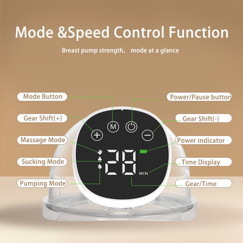 Wearable Breast Pump - Portable Hands-Free Low Noise ABS Food Grade Baby Care