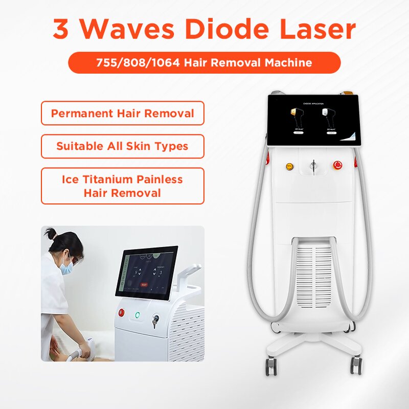Titanium Laser Hair Removal Machine - 2025 New 15.6 1000-1600W 3 Wavelengths 4K ICE