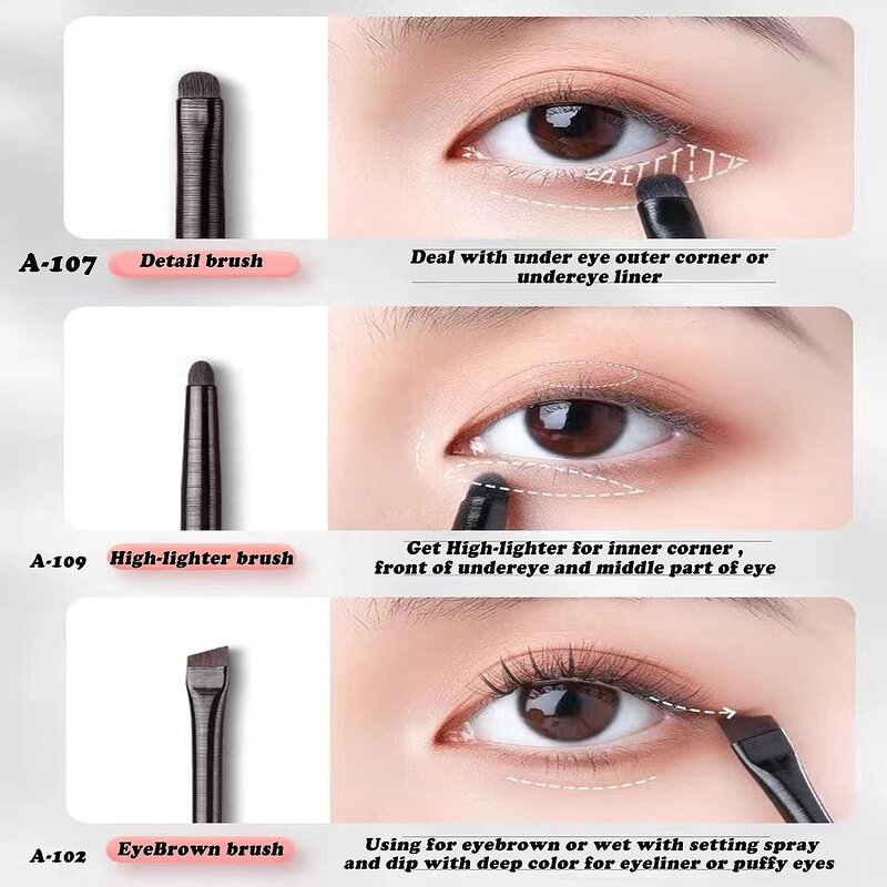 6 Pieces Eye Makeup Brush Set - Multi-function Eyeshadow Lip Gloss Eyebrow Tool