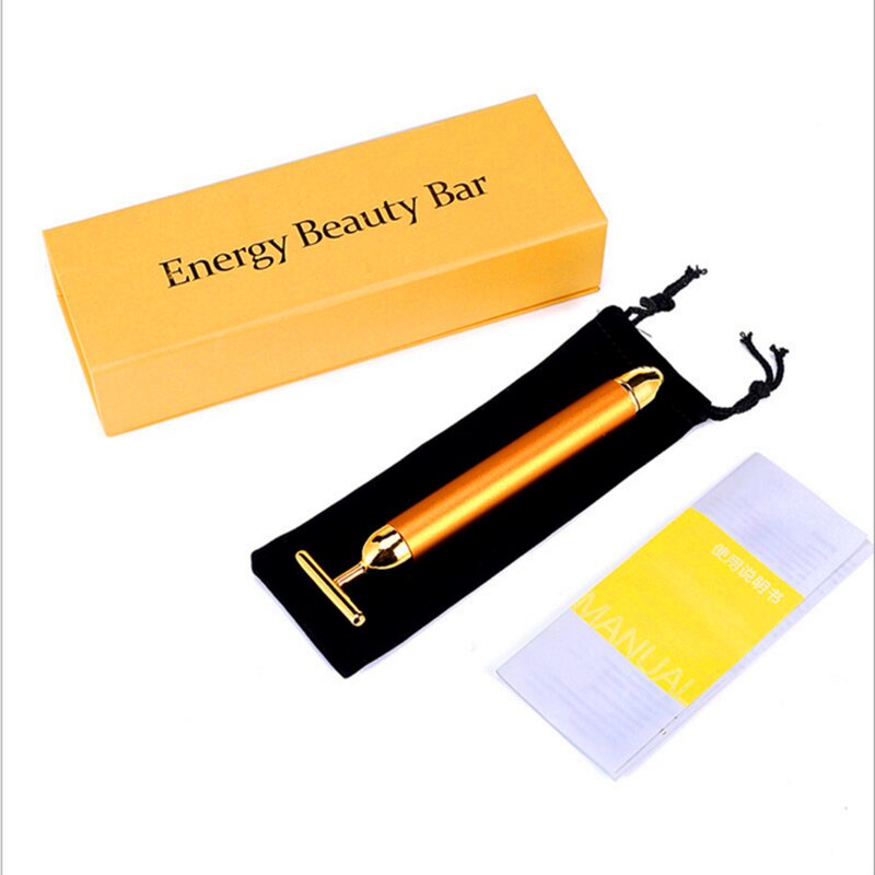 24K Golden Beauty Bar - Private Label T-shaped Vibrating Face Lifting Massager