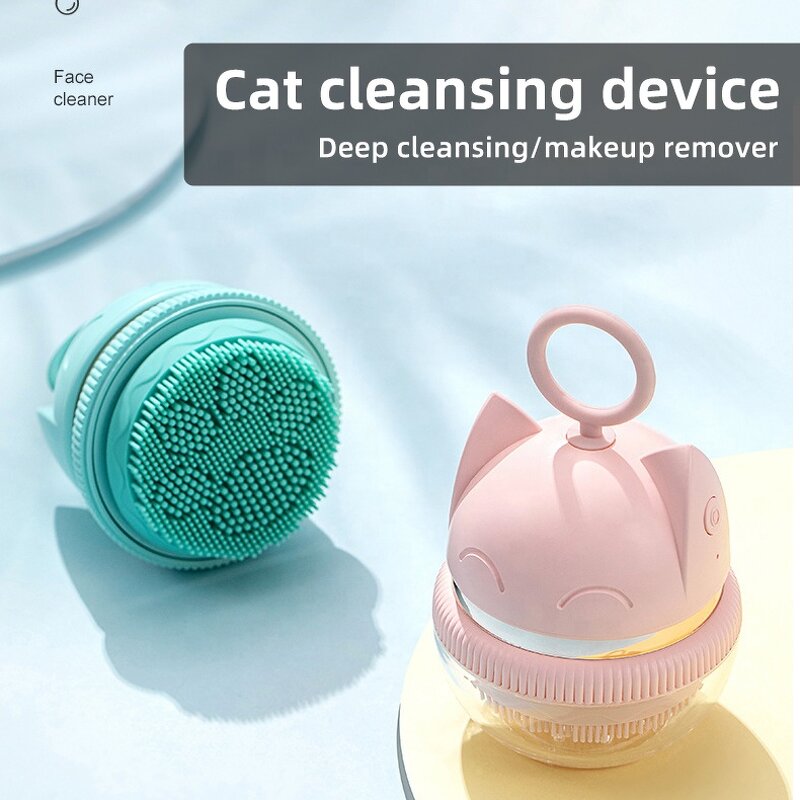 Cute Cat Facial Brush - Manual Silicone Cleanser Face Massage Skincare Tool