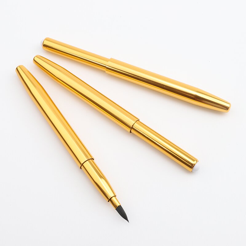 Mini Lip Makeup Brush - Portable Metal Handle Retractable Lipstick Gloss Tool