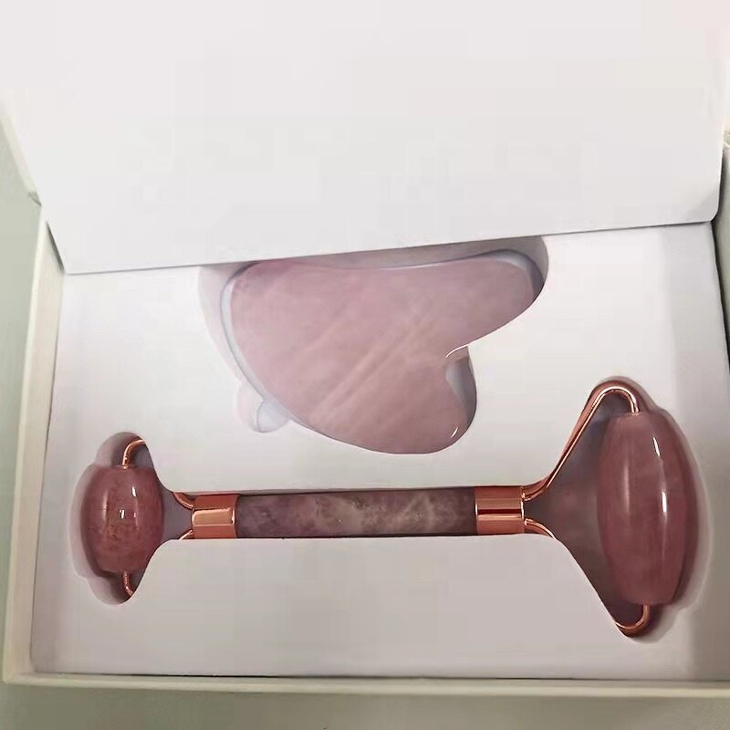 100% Natural Jade Roller - Gemstone Rose Quartz Gua Sha Facial Beauty Tool