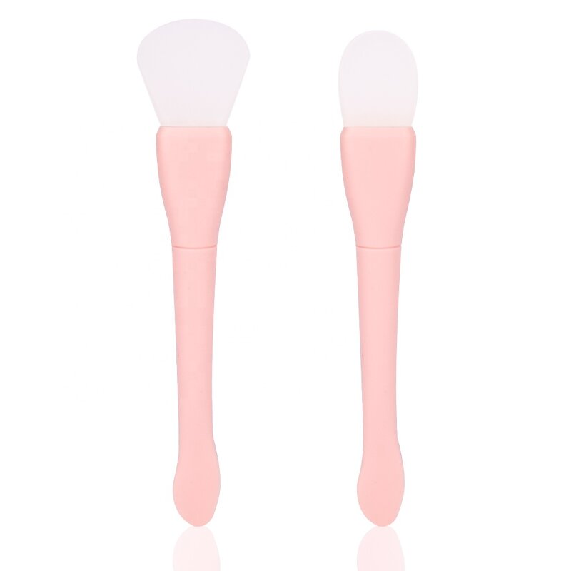 Double-end Silicone Mask Brush - Pink Custom Logo Soft Face Brush with Spatula