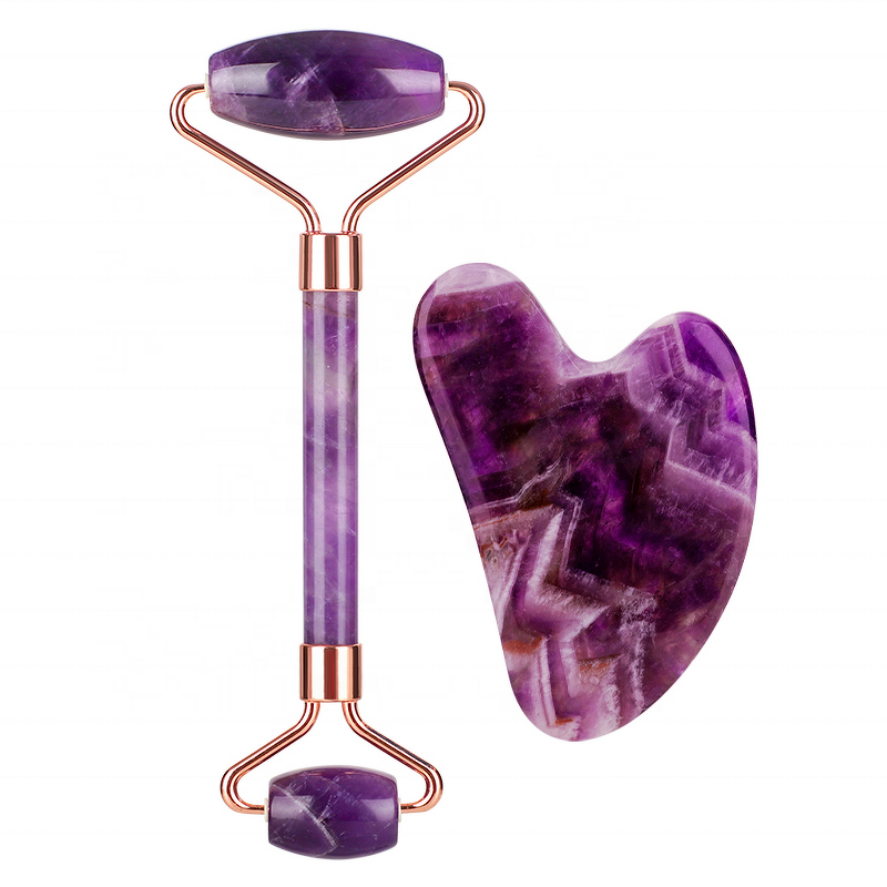 100% Natural Jade Roller - Gemstone Rose Quartz Gua Sha Facial Beauty Tool