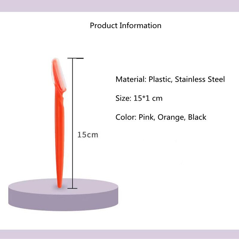 Stainless Steel Eyebrow Razor - Thick Handle Painless Shaving Blade with Cover