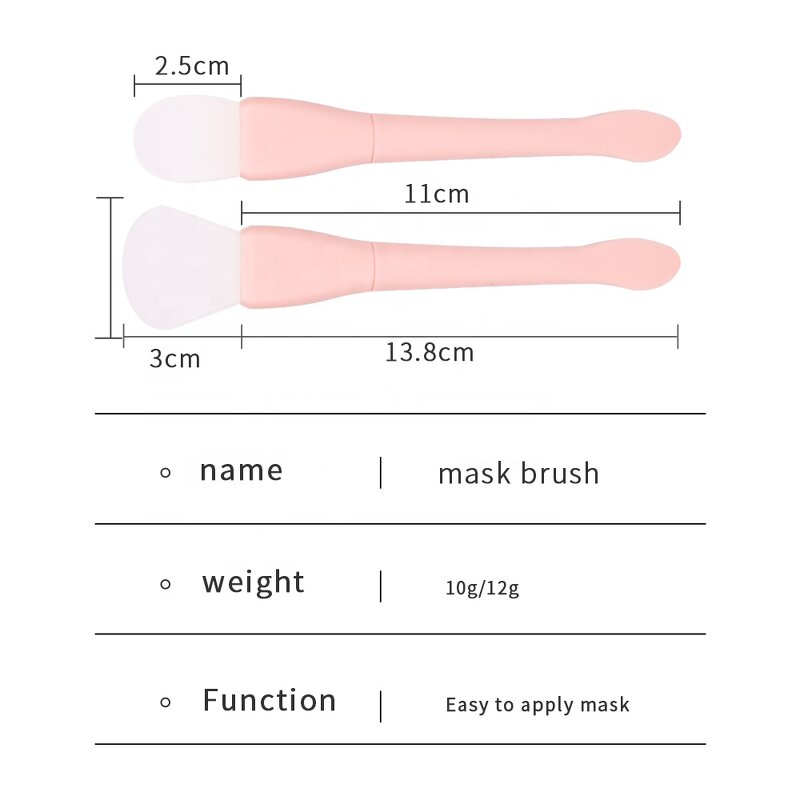 Double-end Silicone Mask Brush - Pink Custom Logo Soft Face Brush with Spatula