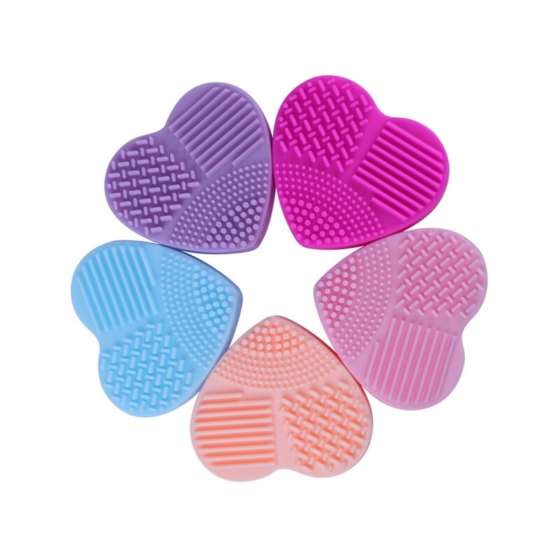 Heart Shape Silicone Mat - Makeup Brush Cleaner Multiple Texture Cleansing Pad