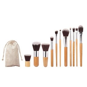 11pcs Wooden Makeup Brushes - Makeup Tools Set With Dust Storage Bag