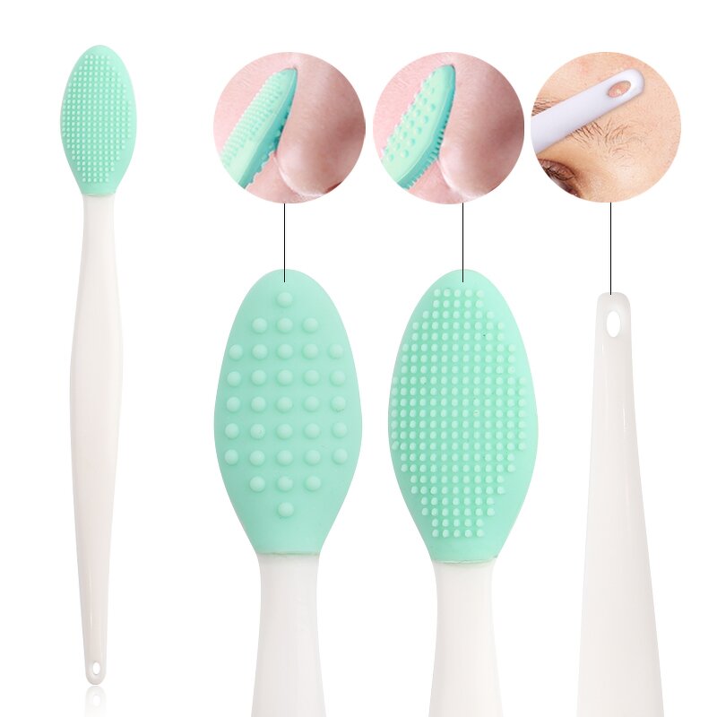 2 in 1 Silicone Facial Brush - Nose Blackhead Removal Lip Tongue Scrubbing Tool