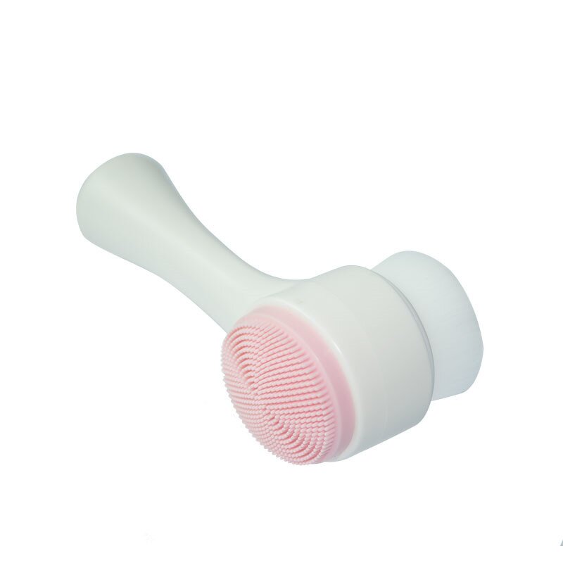 3D Face Cleansing Brush - Double-side Synthetic Hair Silicone Exfoliating Tool