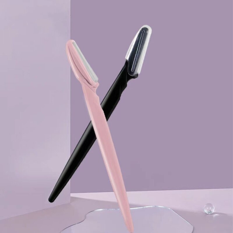 Stainless Steel Eyebrow Razor - Thick Handle Painless Shaving Blade with Cover