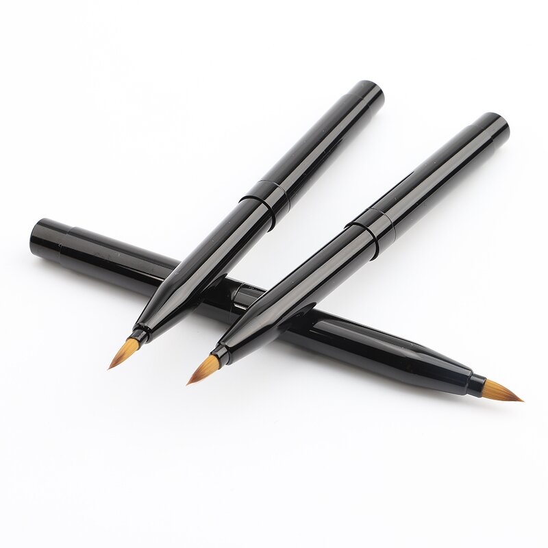 Mini Lip Makeup Brush - Portable Metal Handle Retractable Lipstick Gloss Tool