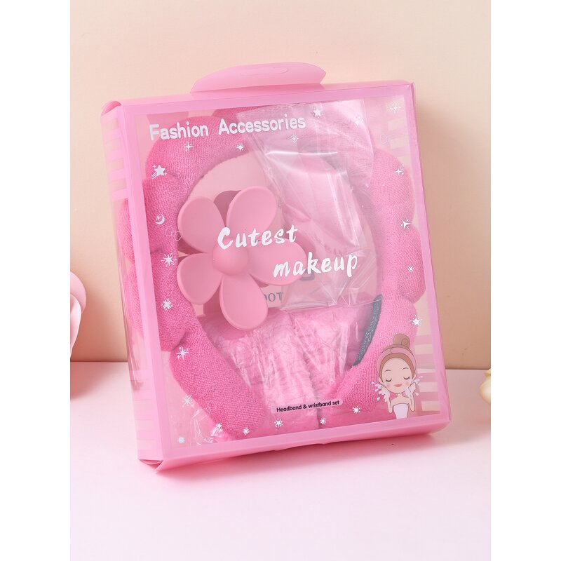 Flannel Bow Hairband Set - Facial Mask Brush Makeup Egg Case Skincare Gift