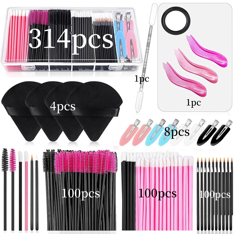 Disposable Makeup Applicator Kit - Mascara Wand Lip Eyeliner Brush with Case