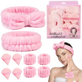 5-piece Facial Cleansing Set - Popular Headband Wristband Hair Claw Sponge Kit