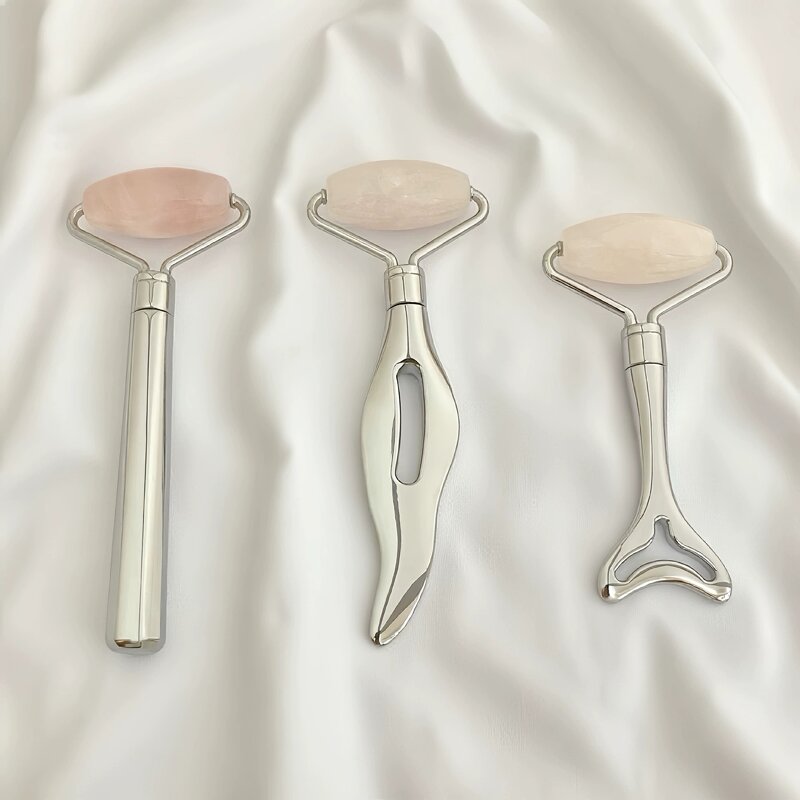 Natural Crystal Massage Stone - Hot Pink Purple White Oval Spa Compress Tool