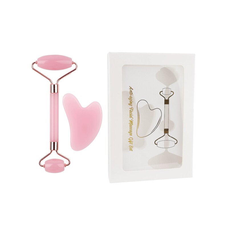 Black Jade Roller Gua Sha Set - Skincare Crystals Face Lifting Massage Tool