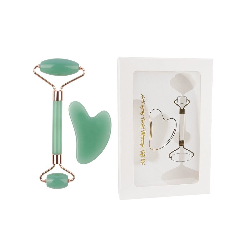 Black Jade Roller Gua Sha Set - Skincare Crystals Face Lifting Massage Tool