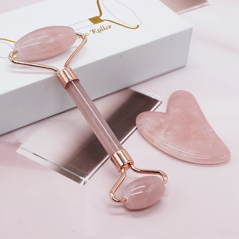 Natural Quartz Jade Roller - Anti Wrinkles Facial Body Care Gua Sha Tool
